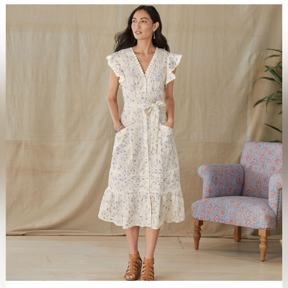Reformation size 16 Sundance Quintessa Blue & Ivory Dress